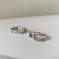 2020 korea trendy metal geometry irregular circular punk chain rings for women cross opening index finger ring accessories