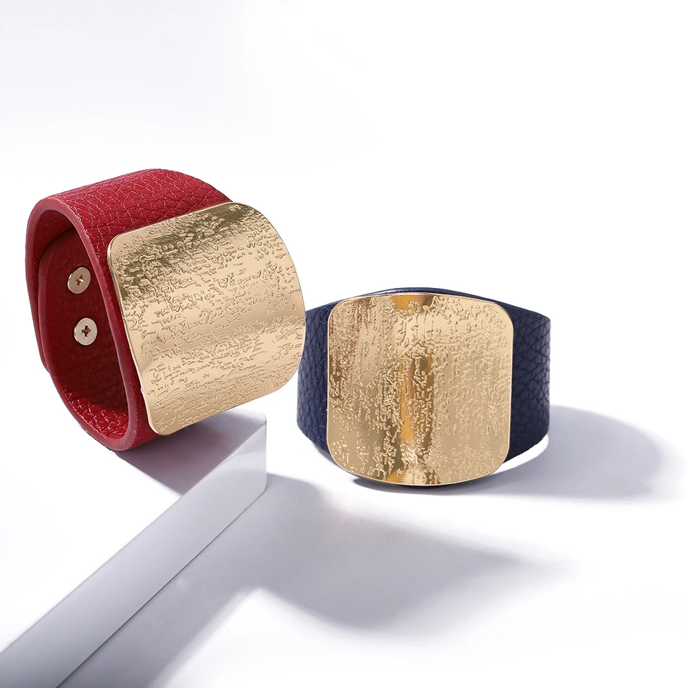 Цветной золотой кожаный браслет для женщин 2019 Новая мода Роскошные ювелирные