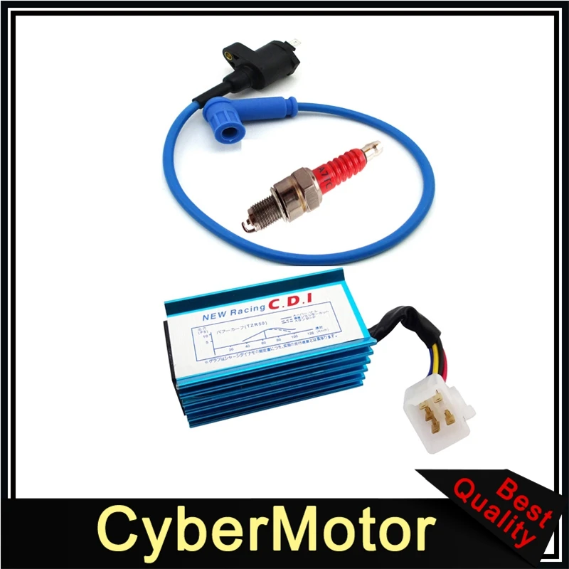Синяя гоночная катушка зажигания+ 5 Pin AC CDI+ A7TC Свеча зажигания для 50cc 70cc 90cc 110cc 125cc 140cc 150cc питбайк мотоцикл