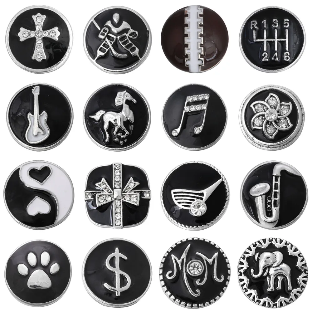 6 шт./лот оптовая продажа оснастки кнопки ювелирные изделия смешанные Черные 18 мм
