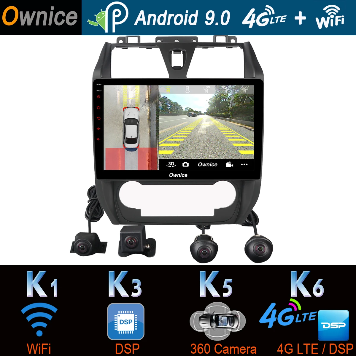 360 ° панорамный Android 9 0 4 + 64G Автомобильный мультимедийный плеер CarPlay DSP GPS радио для