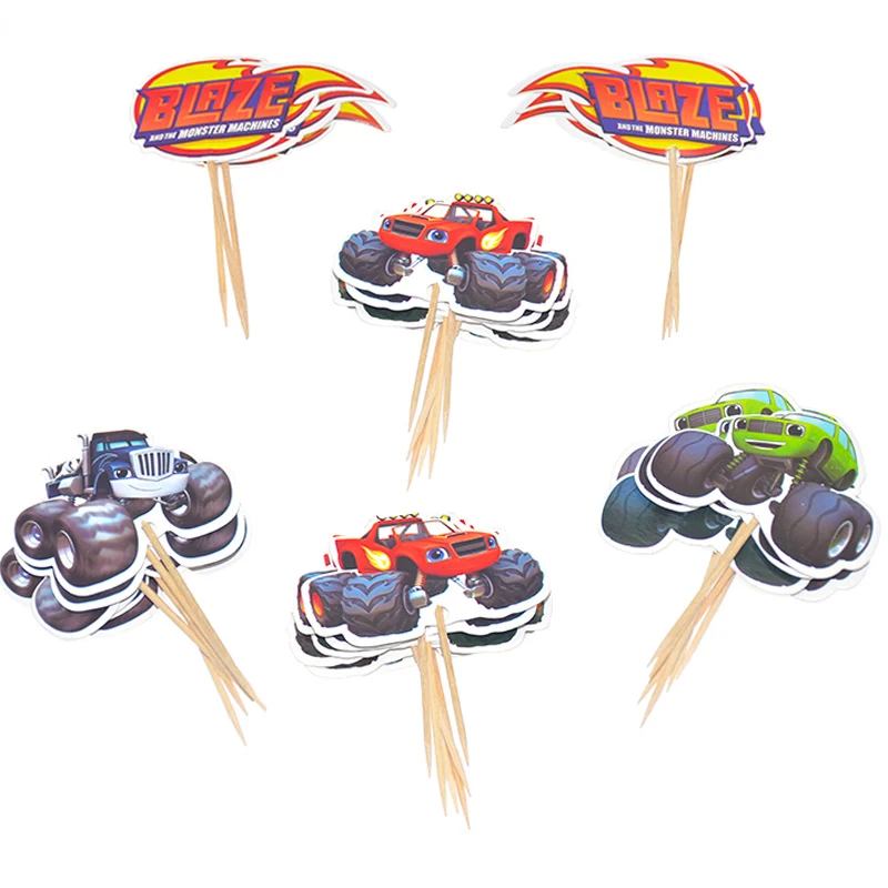 

Blaze Monster Machines Design Decorate cake topper Cups Plates Kids Favors Baby Shower Dishes Glass Birthday Party Tableware Set