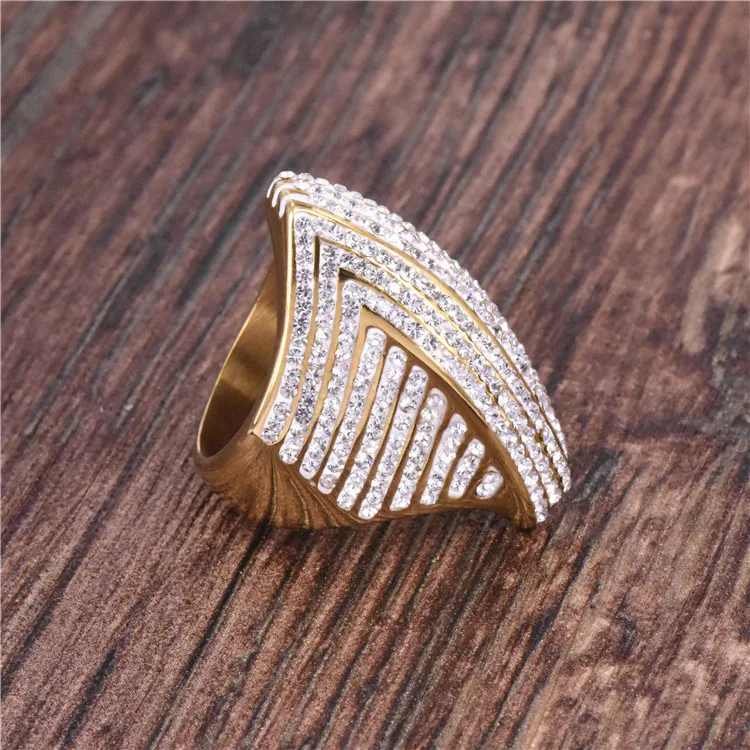 

Wholesale Fine Jewelry argil finger ring high quality jewelry gold color titanium steel casting crystal rings for women new