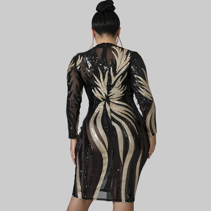 Пикантная Одежда большого размера женское Сетчатое платье облегающее с длинным