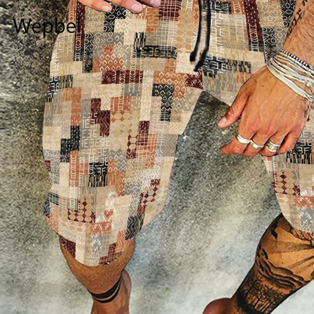 

Шорты для бега Wepbel, штаны, Гавайские шорты, мужские повседневные пляжные шорты, брюки, Молодежные клетчатые Бермуды, карго, модный принт