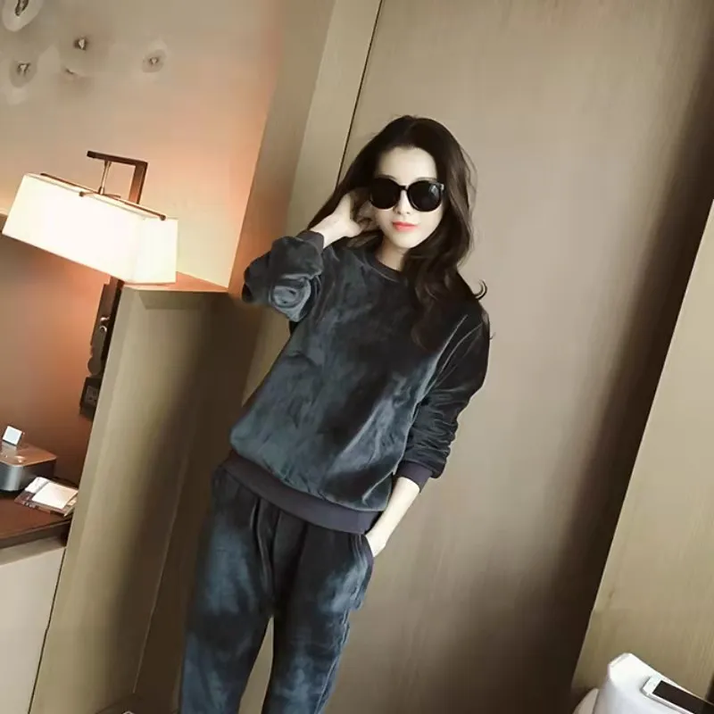 

Solid sportswear women sports 2 pullover sweatshirt harlan wet suit 2020 autumn/winter sports pants, shorts clothing