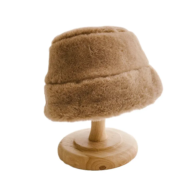 Fashion Winter Hat for Kids Faux Fur Bucket Hat for Girls Boys Cap Children Warm Baby Hat Kids Accessories 2-5Y