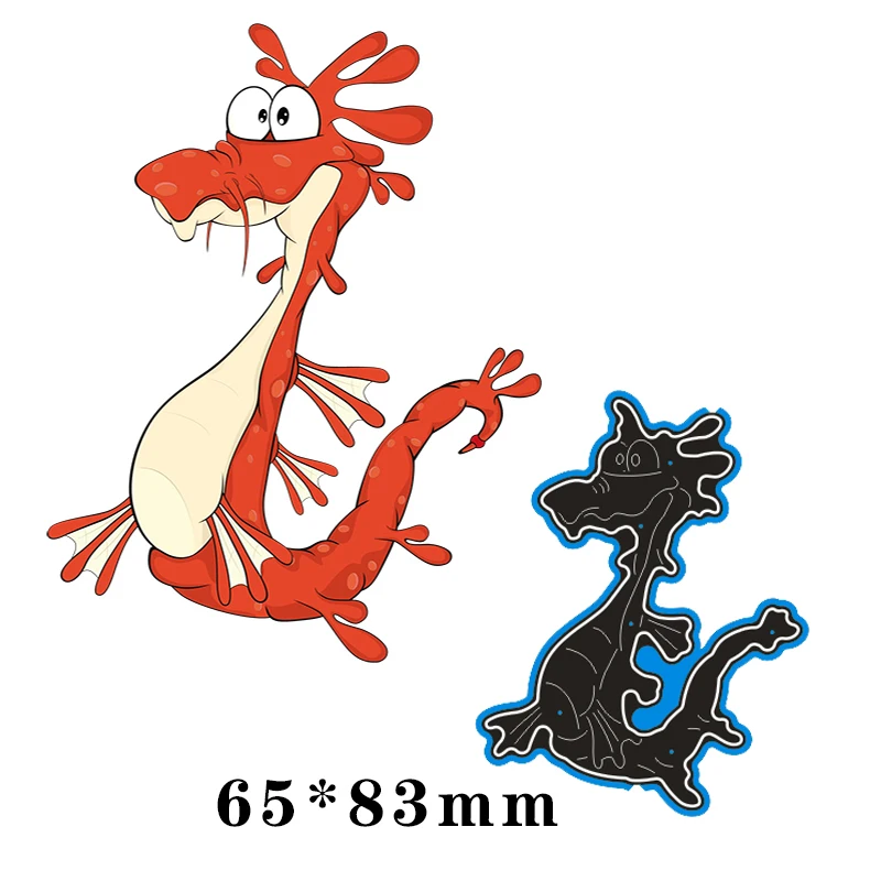 Cutting Dies Comical Dragon Metal and Stamps Stencil for DIY Scrapbooking Photo Album Embossing Paper Card 65*83mm