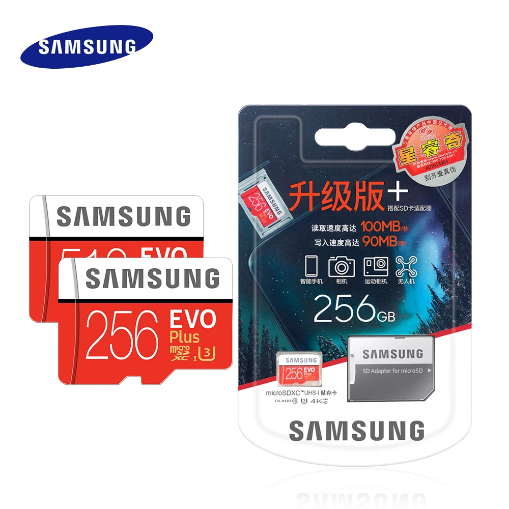 

New product Original SAMSUNG EVO+ Memory Cards 64GB EVO plus U3 128GB 256GB Class10 Micro SD Card 32GB 16G microSD UHS-I TF Card