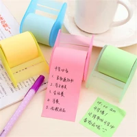 1pc roll holder memo pad with tape dispenser free to cut and paste note pads school office message writing pad kawaii stationery