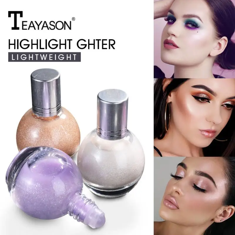 

TEAYASON 4 Styles Roller Ball Diamond Highlighter Liquid Waterproof High Gloss Liquid Brighten Moisturizing Highlighter TSLM1