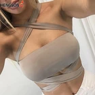 Топ женский укороченный без бретелек, пикантное модное нижнее белье с бандо, бюстгальтер с лямкой на шее, бандажный кроп-топ на шнуровке, белый черный