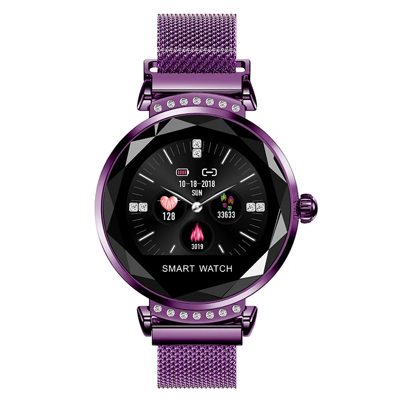 purple Новейшая мода, Роскошные Смарт-часы для женщин, пульсометр, измеритель артериального давления, фитнес-трекер, регулировка яркости, умные часы - Цвет: purple