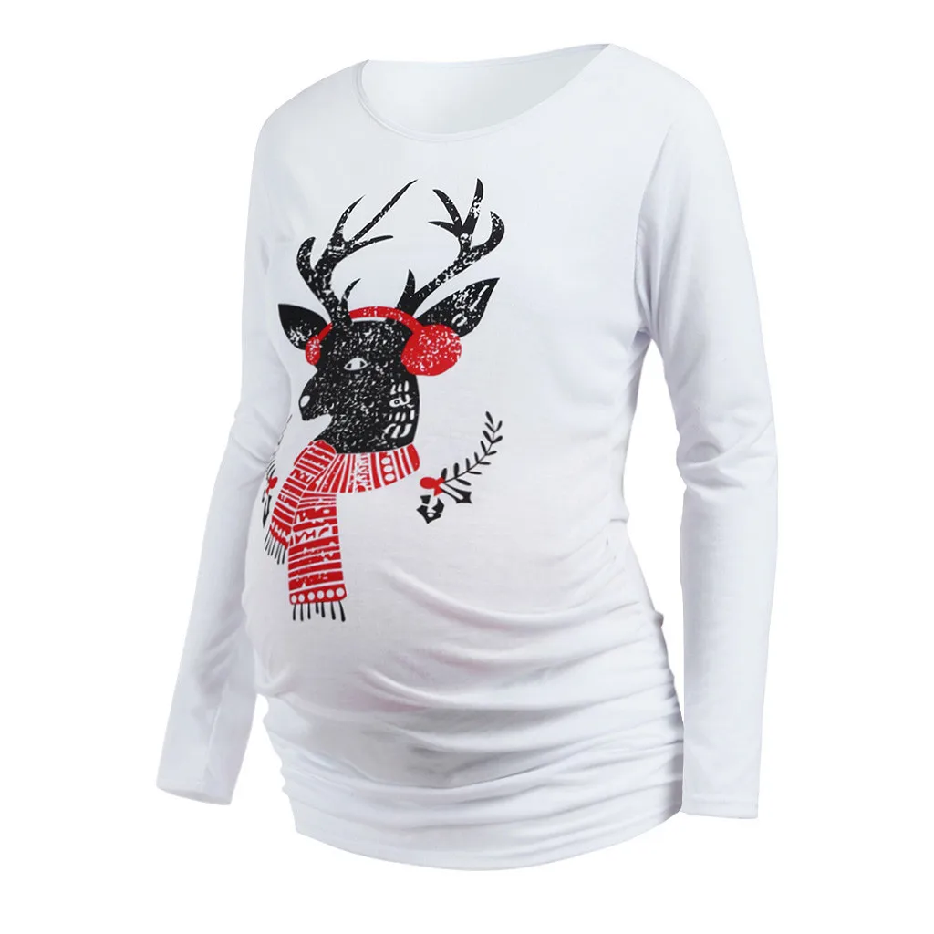 Топы для женщин мам кормящих детей Рождественская Футболка беременных топы
