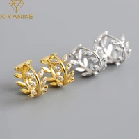 xiyanike silver color leaf zircon earrings female fashion cute exquisite elegant jewelry accessories dropshipping couple