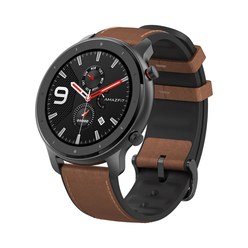 Black Оригинальные Huami Смарт-часы AMAZFIT GTR 47 мм 5 АТМ водонепроницаемые часы 1,3" AMOLED gps+ ГЛОНАСС умные часы мужские 24 дня батарея - Цвет: Black
