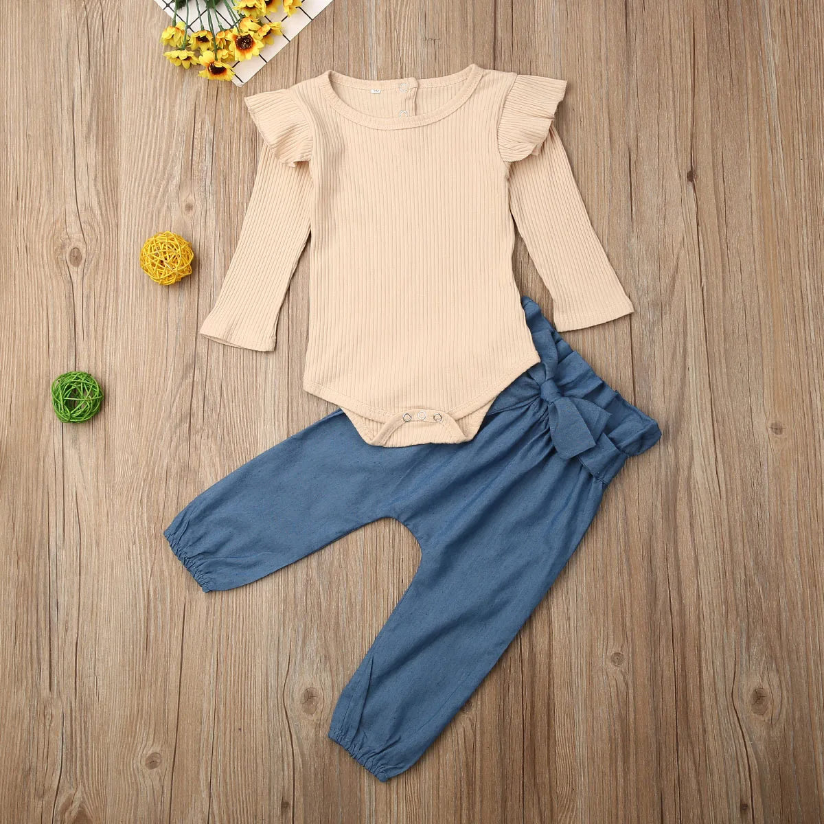 Комплект из 2 предметов для новорожденных девочек Розовая Трикотажная Одежда с