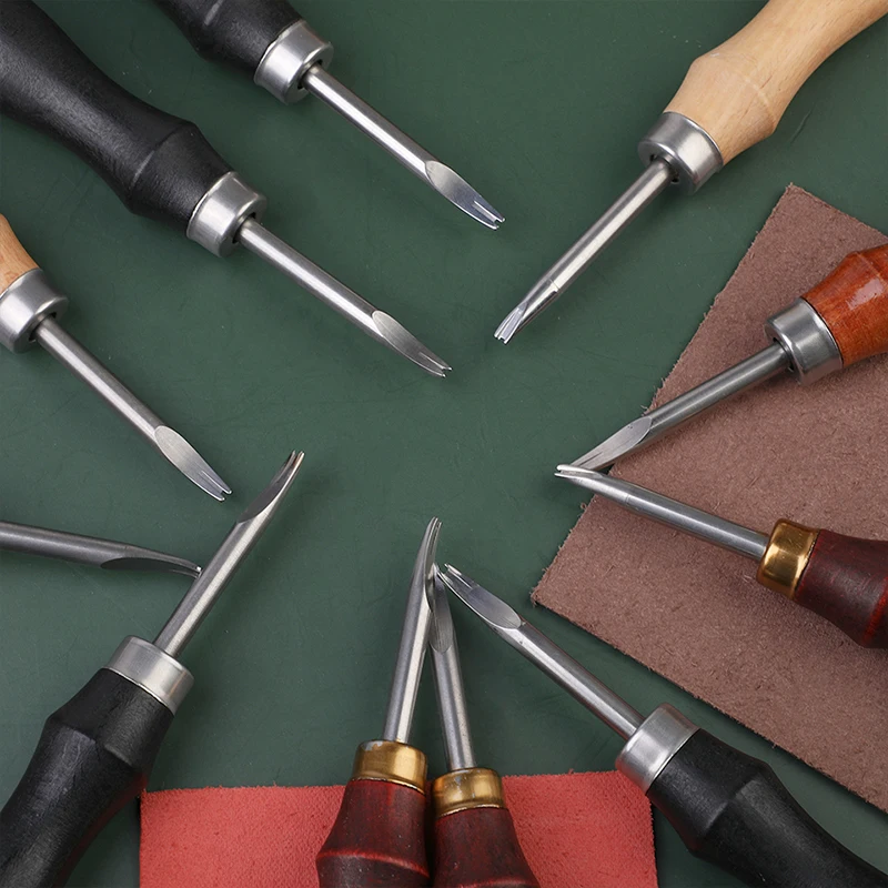 

RORGETO Leather Edge Beveler Skiving Beveling Knife Skiving Tool Practical DIY Cutting Tool with Wood Handle for Leather Working