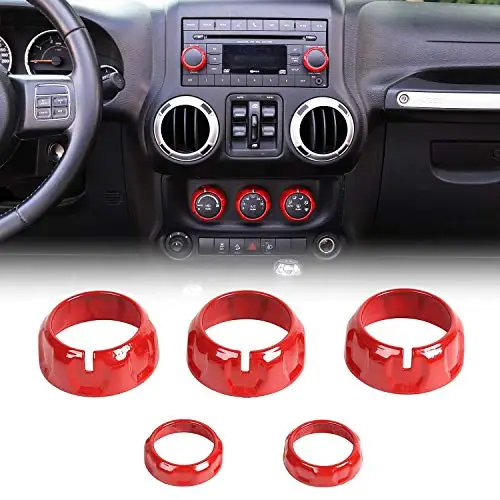 Красный Внутреннее литье Кондиционера Переключатель CD кнопка ручка для Jeep Wrangler JK JKU 2011- компас 2010- Патриот 2011 - Название цвета: Красный