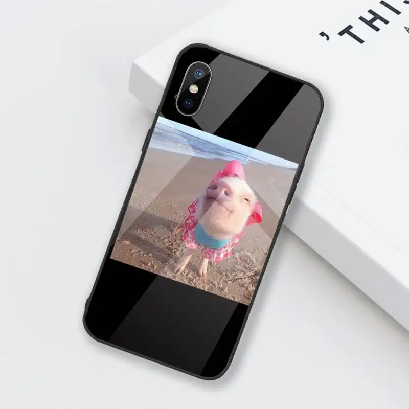

Cute Little Pink Pet animal Pig Phone Case Tempered glass For iphone 6 6S 7 8 plus X XS XR 11 12 mini PRO MAX