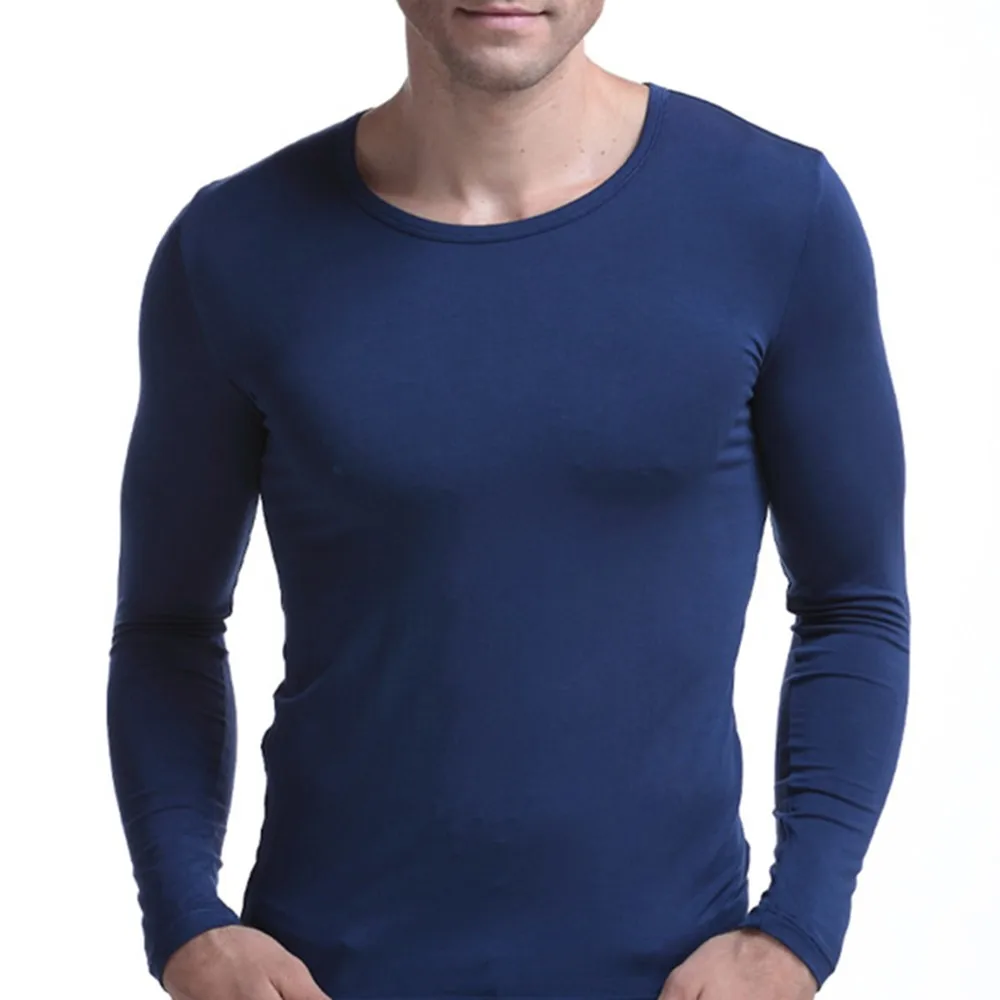 

Men Thermal Underwear Bottoming Shirt Autumn Sweater Men's Long Sleeve O-Neck/V-Neck Slims Sweater Male Solid Undershirt A50