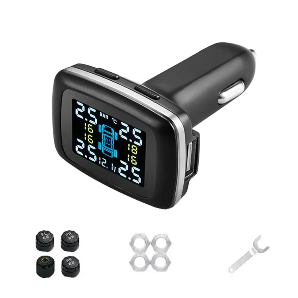 

C100 Waterproof Motorcycle Real Time Tire Pressure Monitoring System TPMS Wireless LCD Display External Sensors
