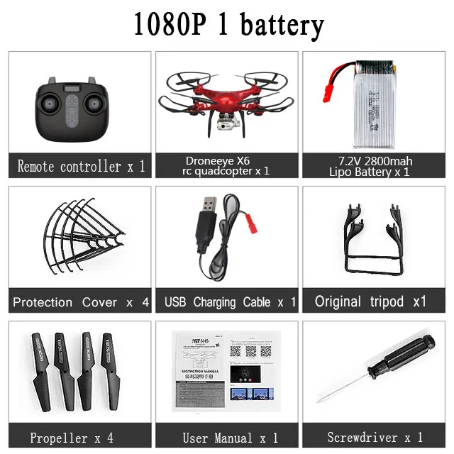 Red 1080P 1Battery Радиоуправляемый Дрон Квадрокоптер с 1080P Wifi FPV Вертолет камеры 20-25 мин Время полета Профессиональный Дрон 720p Квадрокоптер Дрон - Цвет: Red 1080P 1Battery