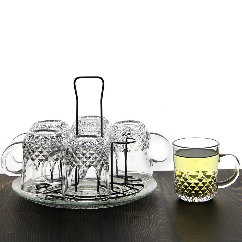 

Glass Cup with Cup Lead-free Heat-resistant Glass Water Cup Household Set Transparent Bubble Tea Juice Cup Coffee Cup Travel Mug