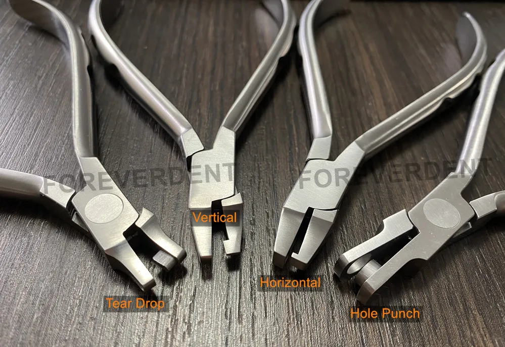 

4Types Dental Plier Clear Aligner Vertical Notch Horizontal Level Tear Drop Hole Punch Half Moon Thermal Forming Invisable Brace