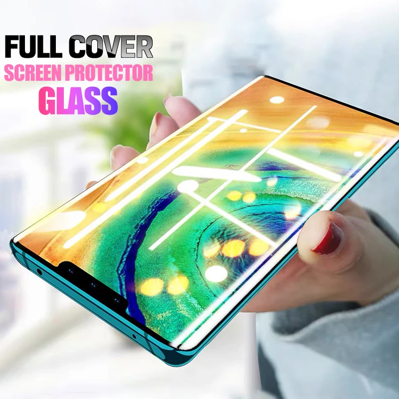 Закаленное стекло с полным покрытием для Huawei P30 lIte P40 Pro Защита экрана Mate 20 P Smart Z 2018