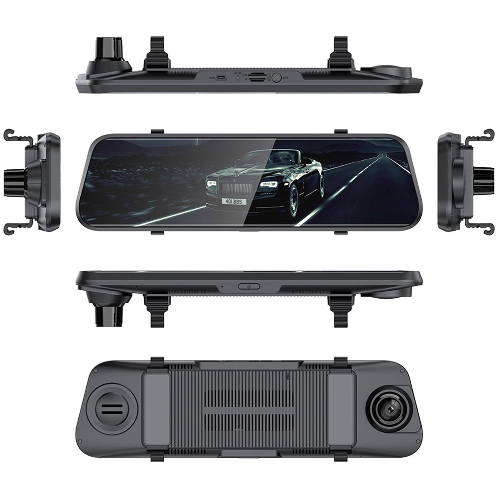 저렴한 자동차 DVR 10 인치 화면 4G 비디오 레코더 1080P 풀 HD 자동 주차 모니터 스트림 미러 GPS 듀얼 렌즈 지원 Andriod 8.1