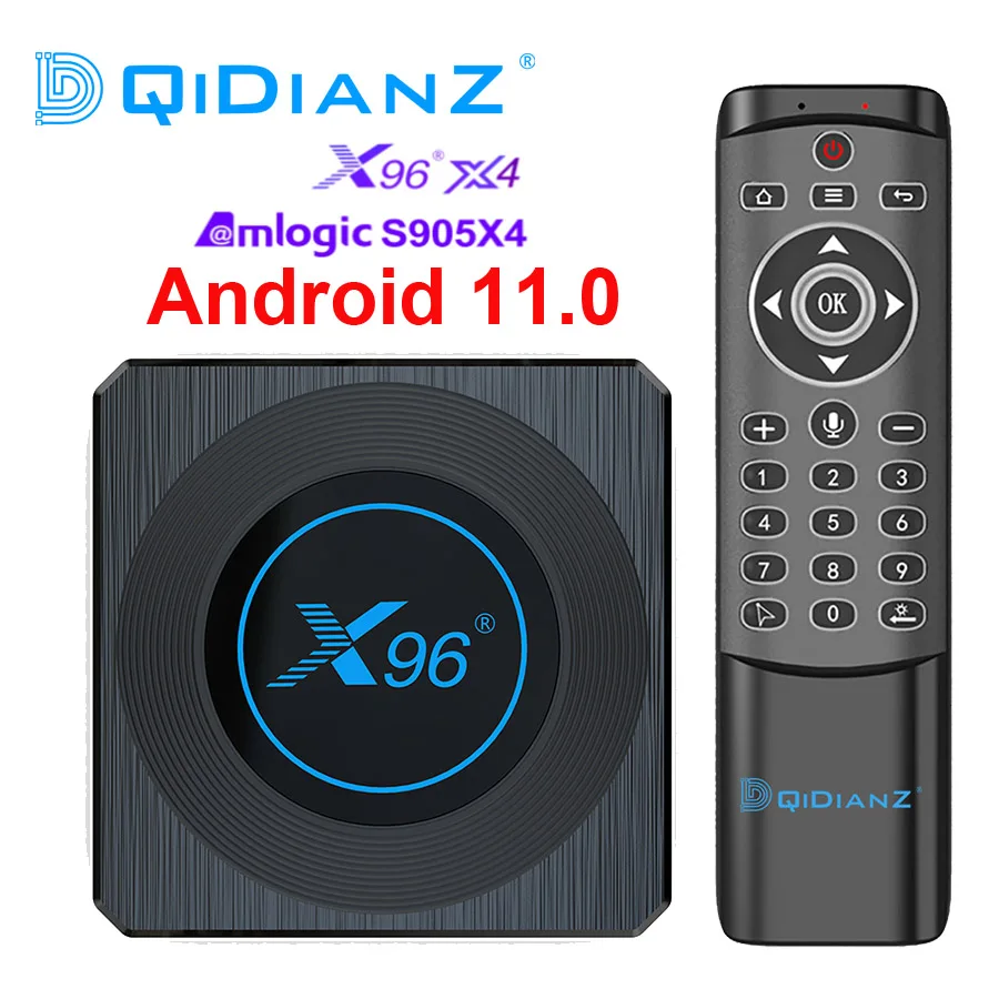 DQiDianZ Amlogic S905X4 X96 X4 Смарт RGB светильник ТВ коробка Android 11 4G 64G Wifi Youtube медиаплеер 8K