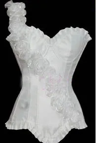 

White New Corsets And Bustiers Women Steampunk Lace Polyester Spandex Flower Adorned Sexy Corselet Overbust One Shoulder Corset