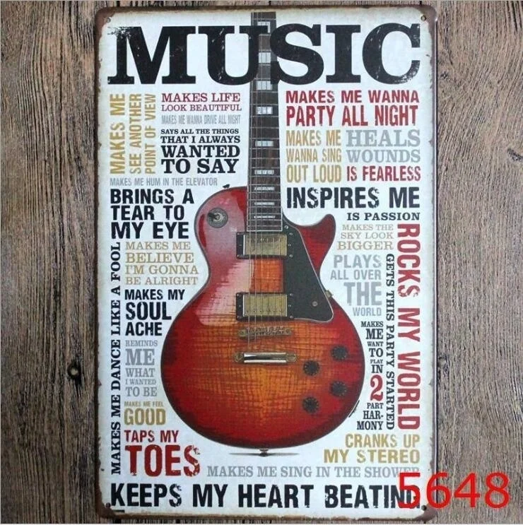 

8x12 Inch Retro Music Inspires Me Decorative Tin Metal Sign Door Wall Plaque Gift(Visit Our Store, More Products!!!)