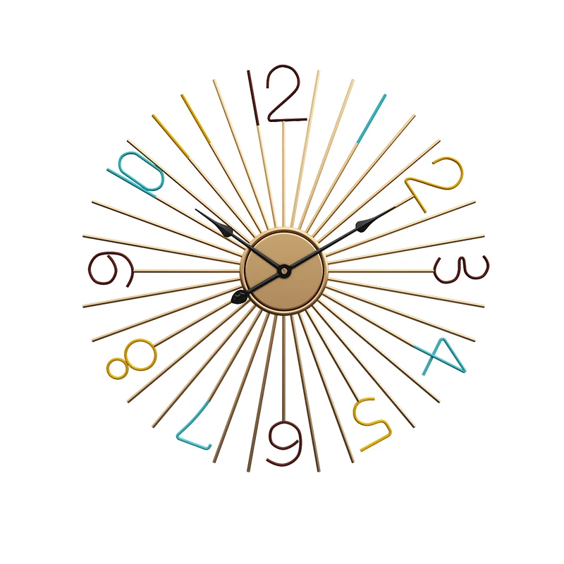 

Klok Nordic Creative Golden Wall Clock Luxury Fashion Simple Digital Wall Clock Art Silent Relogio Parede Home Decorations 50WC