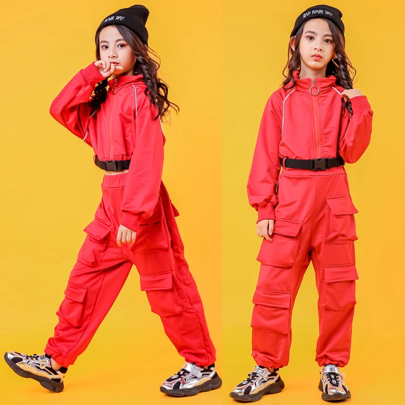 Детская одежда в стиле хип хоп Одежда для девочек красное пальто укороченные
