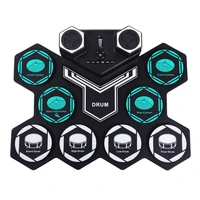 electronic drum set 9 pads rollup practice drum set with builtin speaker drum pedals for kids teens and adults