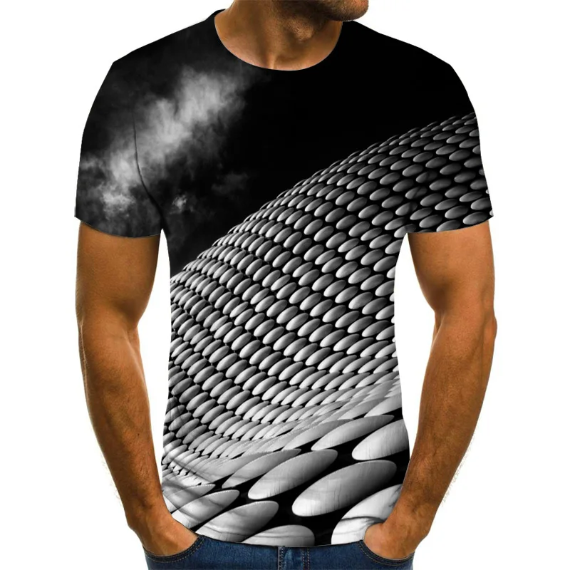 

Three-dimensional vortex Men Tshirt 3D Printed Summer O-Neck Daily Casual Funny T shirt