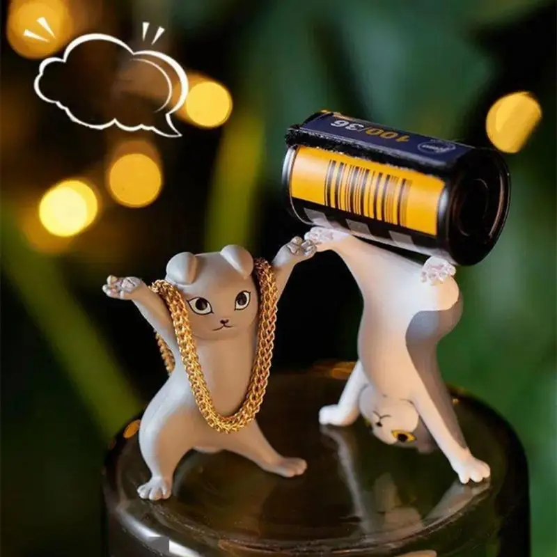 

Funny Cat Pen Holder Toy Blind Box Gift Figurines For Interior Cat Earphone Bracket Home Decor Christmas Decoration Storage Set