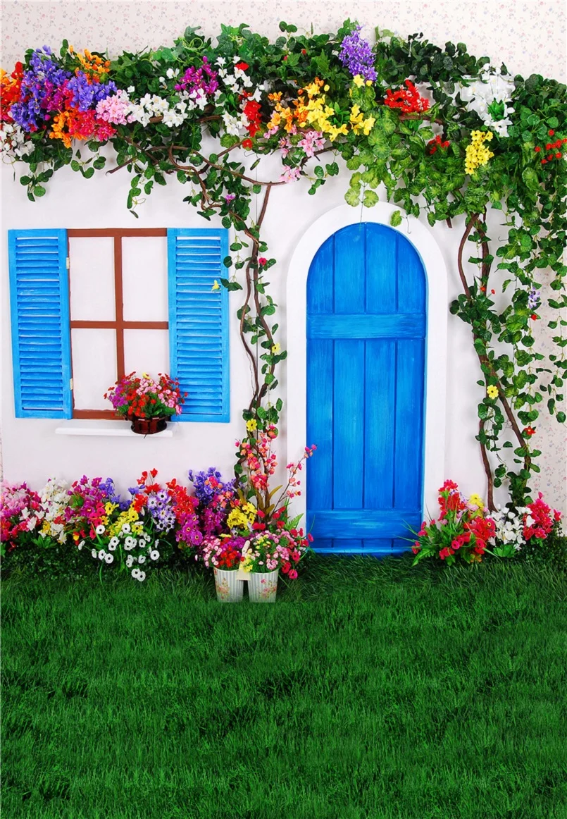 

Photo Props Studio Photography Backdrop Retro Outdoor Cartoon Wedding Party Decoration Doors And Windows Vinyl Background
