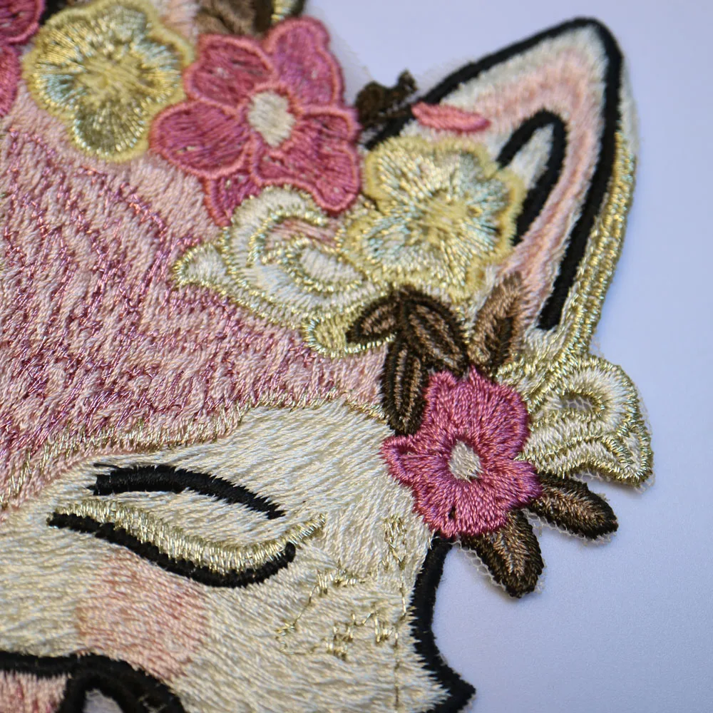 Модные нашивки с вышивкой в виде животных для одежды сделай сам вышитая лисой