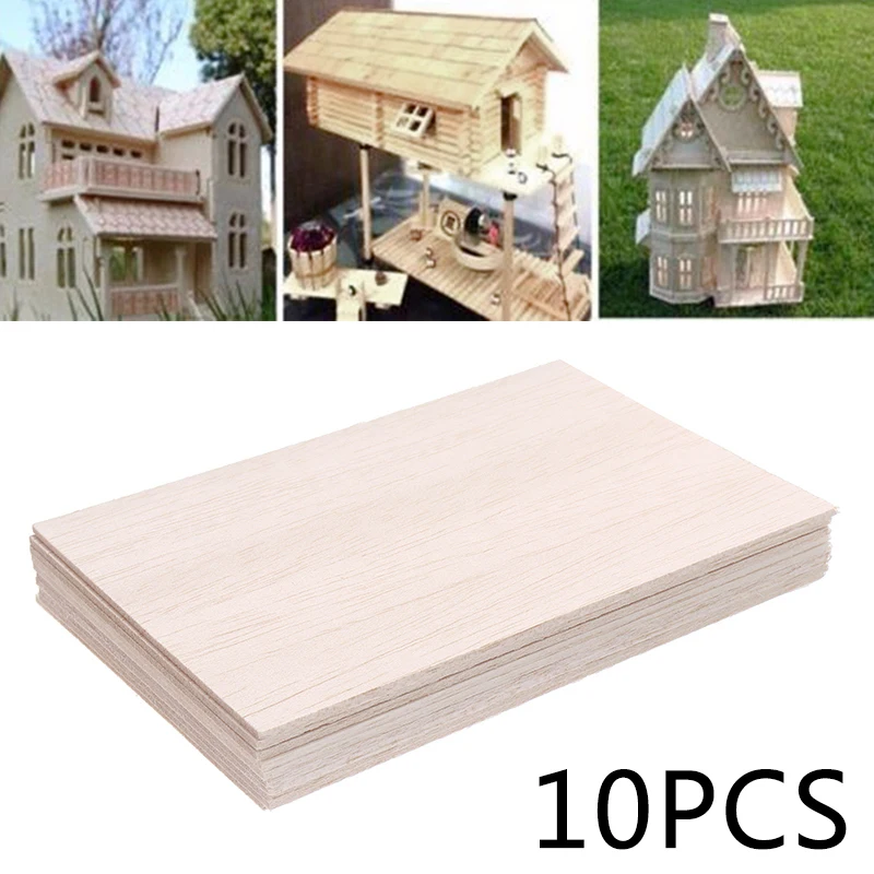 

10pcs 150*100*2mm Balsa Wood Sheets Light Weight Wooden Plate Model for DIY House Ship Aircraft Toys Boats