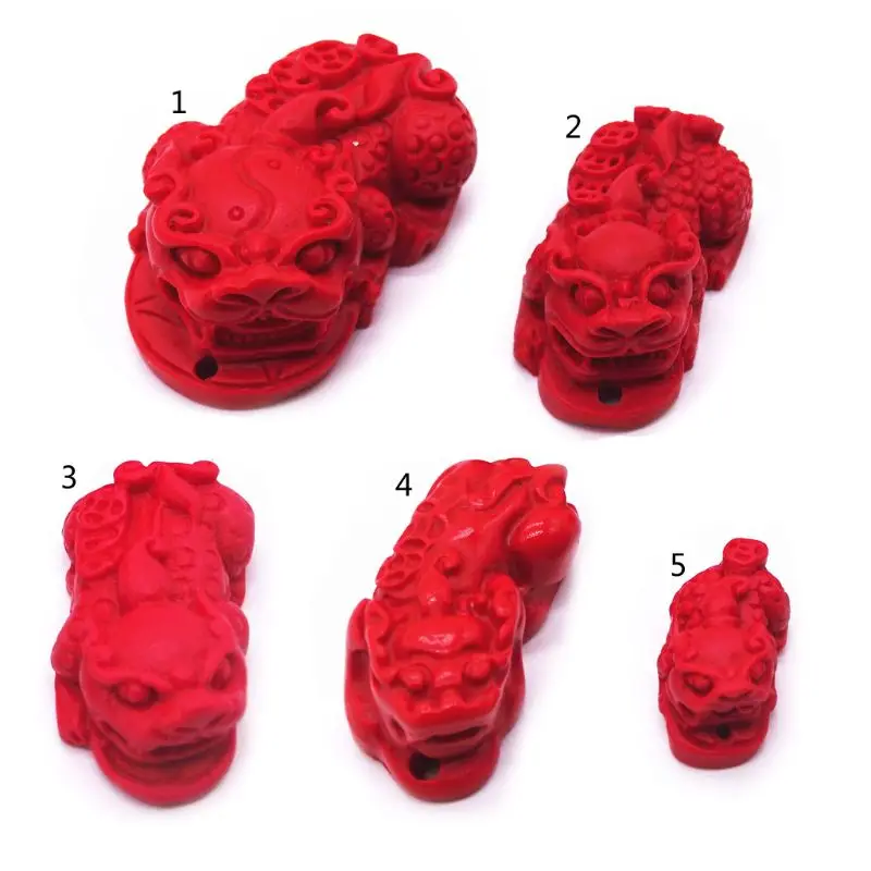 Натуральная киноварь ручной работы Pixiu Шарм бусины счастливый амулет кулон