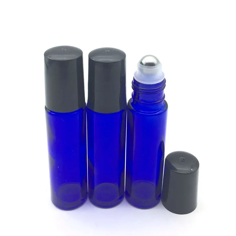 3 шт синяя стеклянная бутылка рулон на пустой аромат духи эфирное масло черный