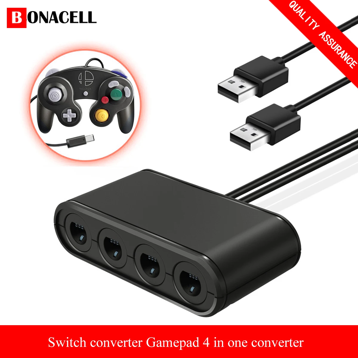 Новый адаптер контроллера 3 в 1 GC для N Switch/WiiU/PC 4 порта игрового кубического