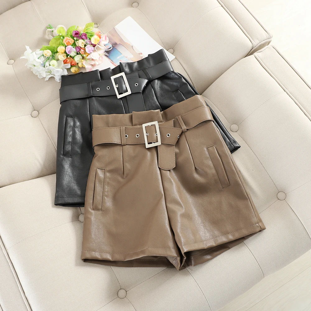 SINGRAIN/женские широкие шорты в Корейском стиле ботинки из искусственной кожи с