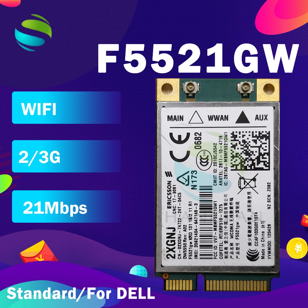 3G WLAN для Ericsson F5521GW GOBI3000 DW5550 Mini PCIe 2G HSPA 21 Мб Wlan карта Dell E5420 5520 6220 6320 6420 XT3 6520|card guitar|card