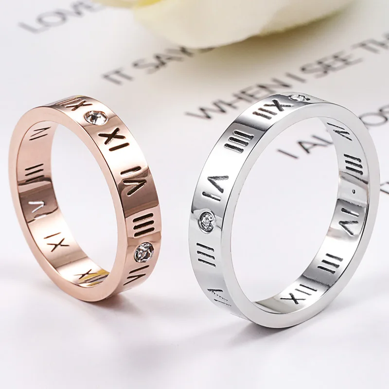 

925 Sterling Silver Female Sweet Ring Finger Light Elegant Roman Numerals Circle Ring for Woman Girl Fashion Jewelry Rings
