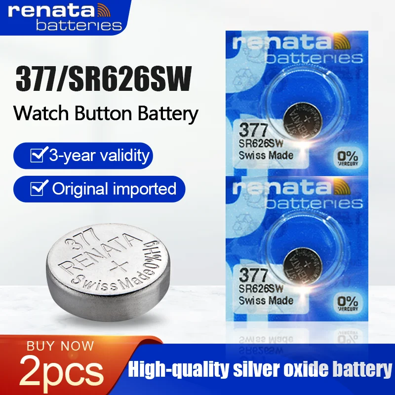 2 шт. Оригинальный Renata 377 SR626SW AG4 LR626 SR66 V377 кнопочный монетник 1 55 в серебряный оксид