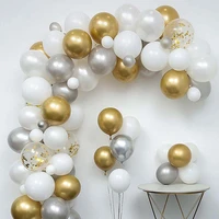 diy party decor metallic gold silver white balloon garland arch kit confetti balls birthday baby shower party wedding decoration